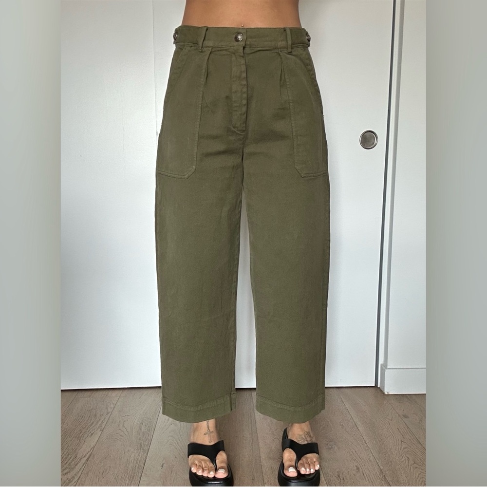 Zara Cropped Trouser in Khaki Green